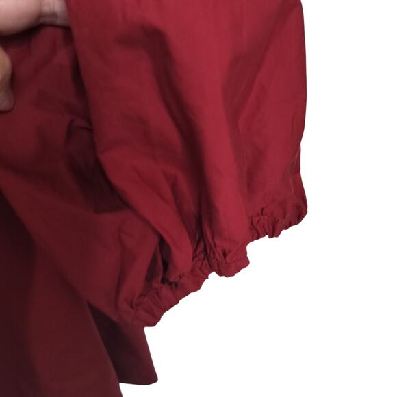 4081)Eloquii Studio Red Off Shoulders 3/4 Puff Sleeve Tie Neck Blouse Size 16 - Picture 3 of 7